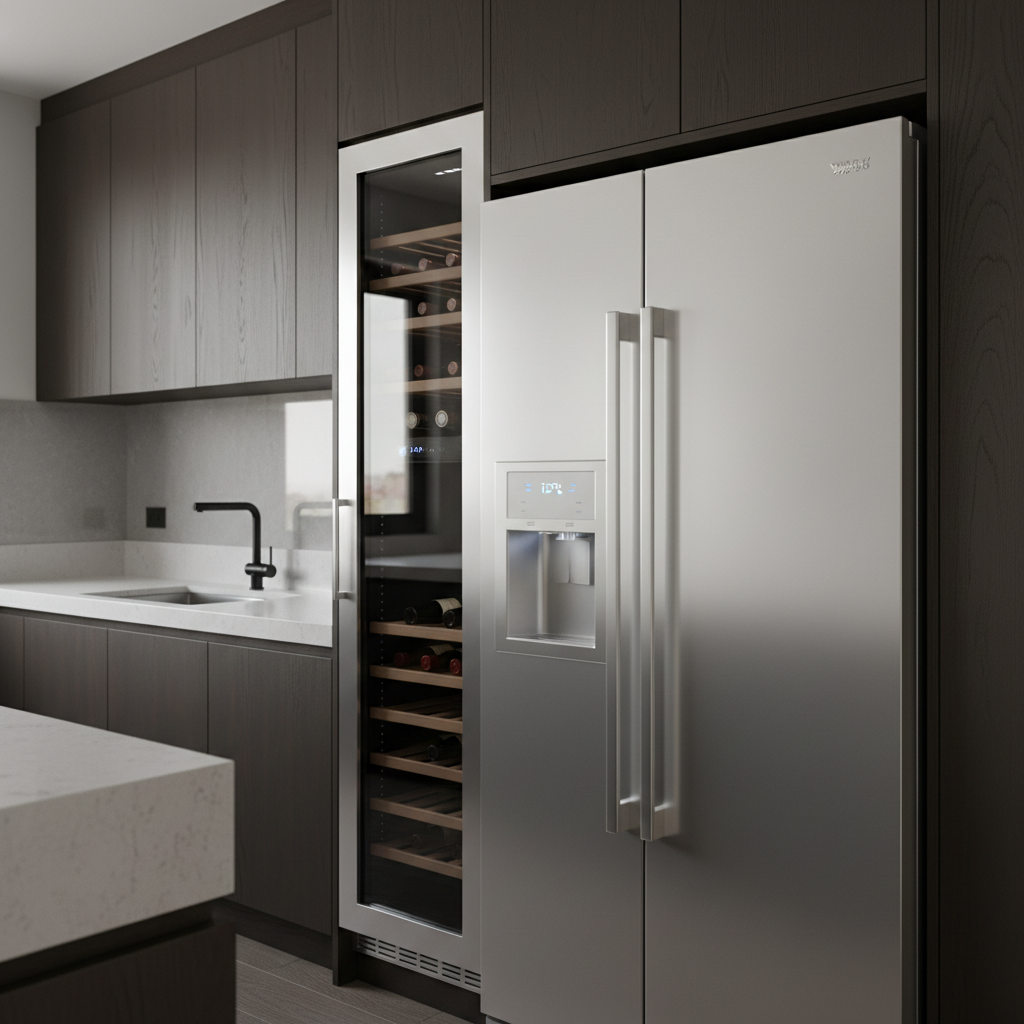 Premium KitchenAid-style appliances in a modern kitchen